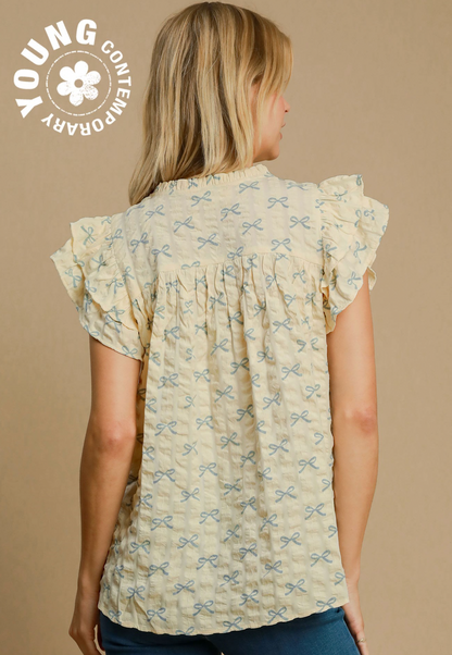 Bow Smocked Ruffle Top