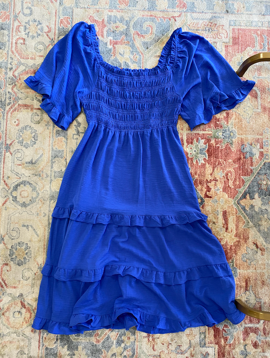 Bell Sleeve Square Neck Smock Dress