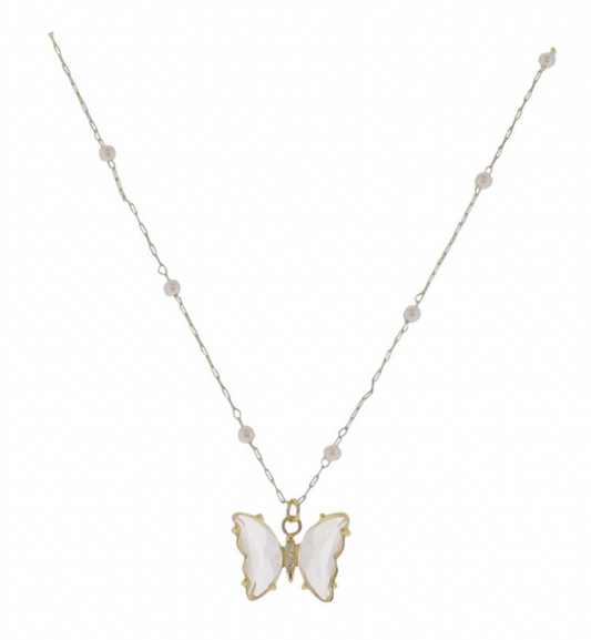 15" 18K Gold Butterfly Pendant Necklace