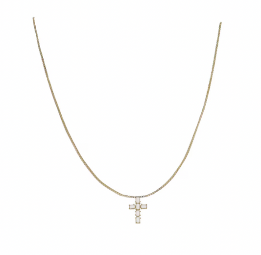 15" 18K Gold Cross Pendant Necklace