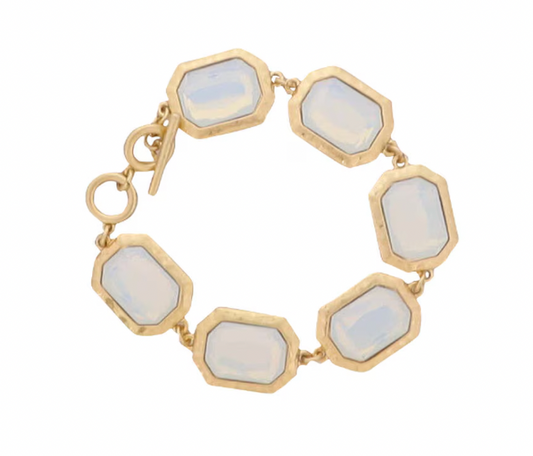 Gold Bracelet Opal Rectangles