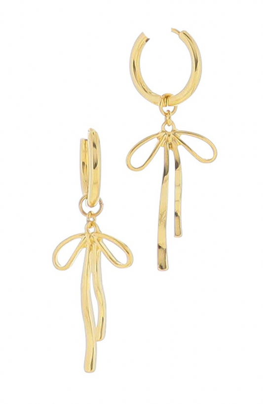 18K Gold Huggie Bow Earring