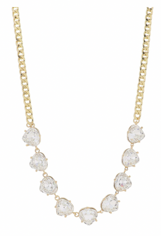 15" Clear Crystal Curb Chain Necklace