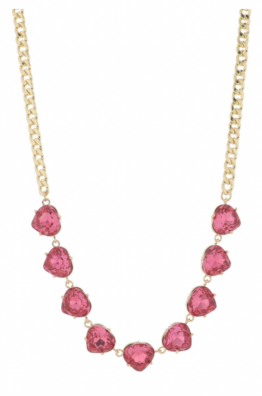 15" Coral Crystal Curb Chain Necklace