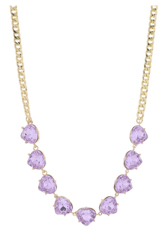 15" Lavender Crystal Curb Chain Necklace