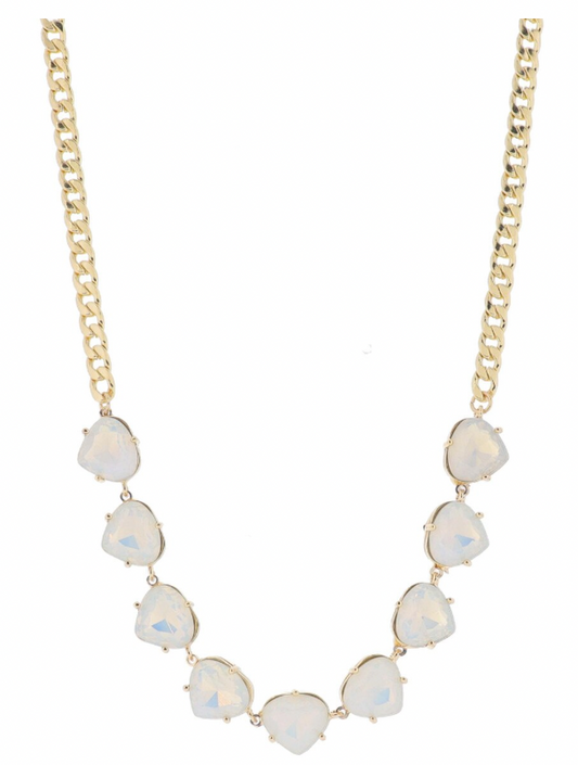 15" Moonstone Crystal Curb Chain Necklace