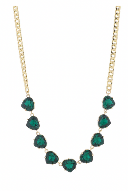 15" Green Crystal Curb Chain Necklace