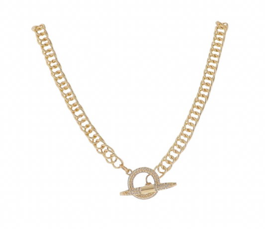 15" Gold Cuban/Clear Crystal Toggle