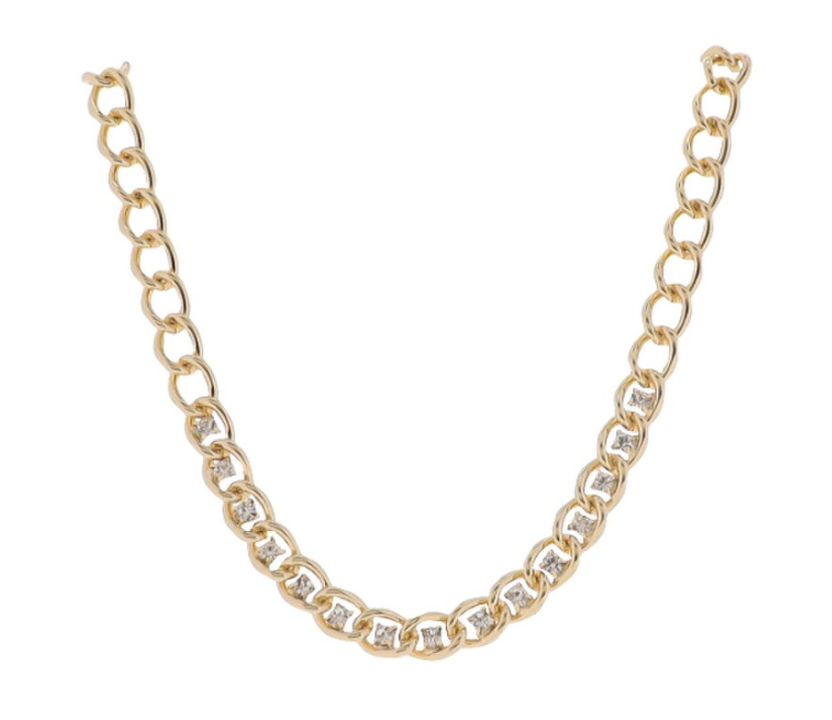 14" Gold Cuban Accents within Links Necklace
