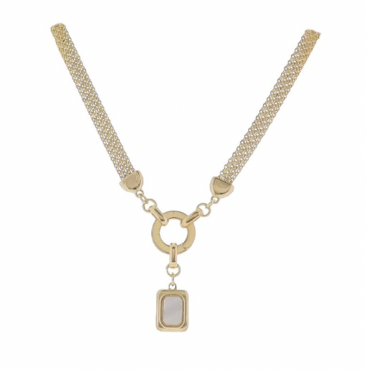 Gold Mesh Chain Necklace Shell Charm