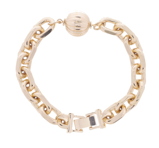 Gold Chain/Textured Ball Accent Bracelet