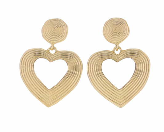 Gold Textured Heart Earring