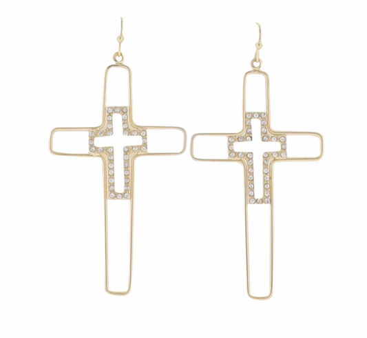 Crystal Wire Cross Earring
