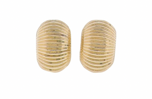 Gold Line Textured Oval Earring