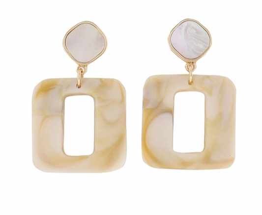 Natural Open Shell Square Earring