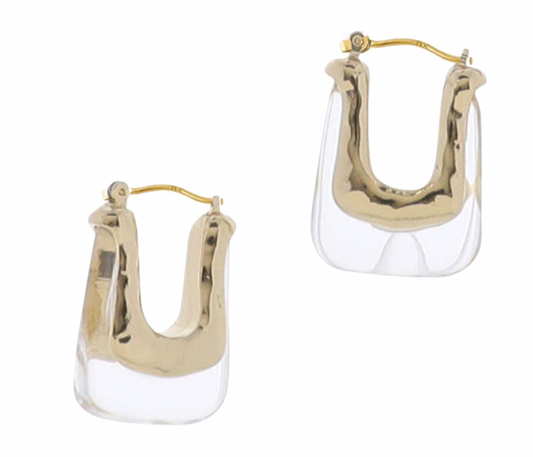 Resin Open Square Gold Plating Earring
