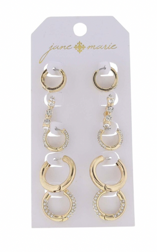 S/5 Gold Hoop Huggie/Crystal Hoop/Crystal Inay Hoop/Gold Hoop/Crystal Hoop Earring