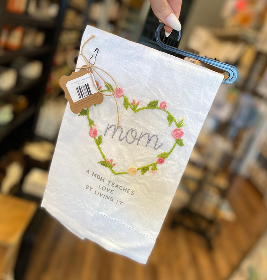 Mom Teaches Embroidered Towel