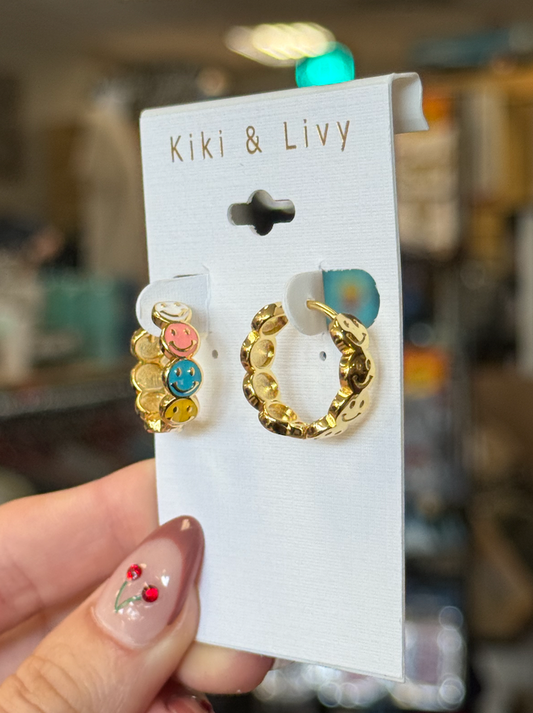 Multicolor Smiley Hoops