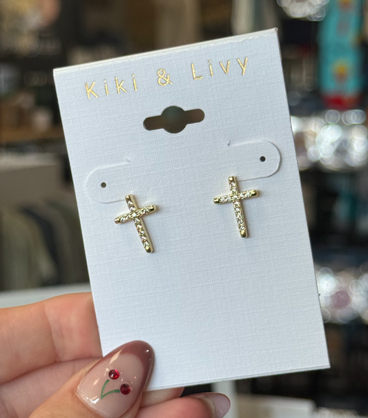 Large Bling Cross Studs