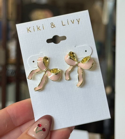 Pink Bow Studs