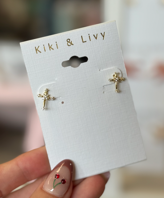 New Bling Point Cross Studs