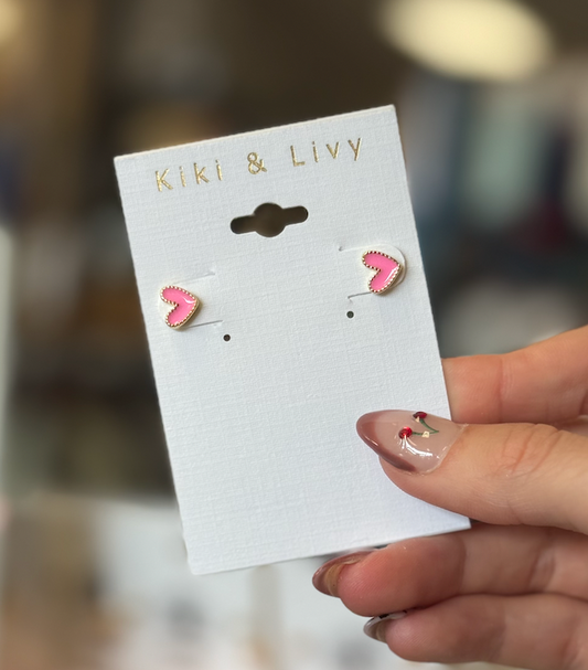 Teeny Pink Heart Studs