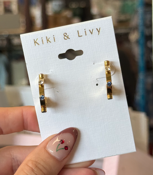 Gold Hoops W/Color Stones