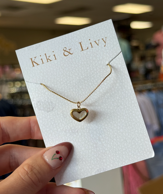 Gold White Heart Necklace