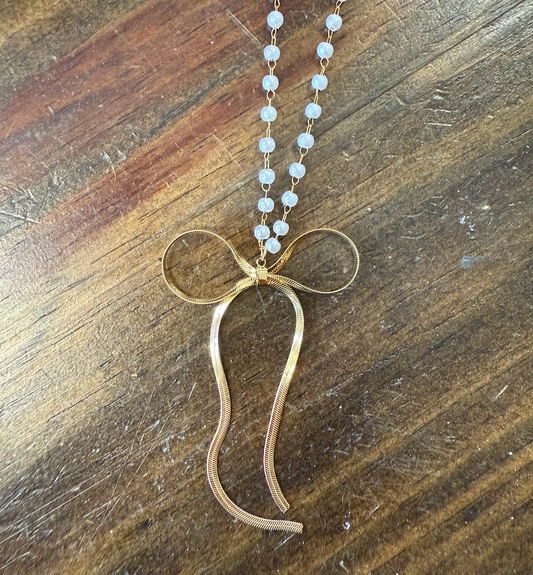 Pearl Bow Necklace