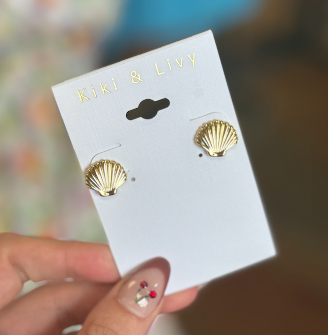 Gold Seashell Studs