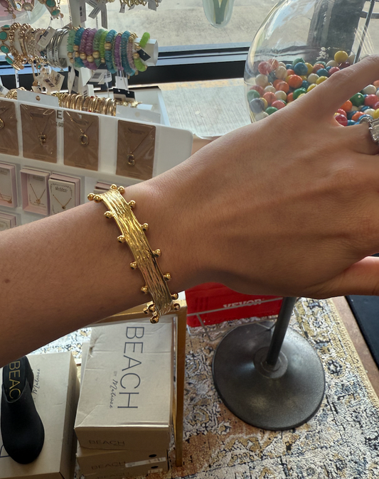 New Hammered Gold Bead Cuff