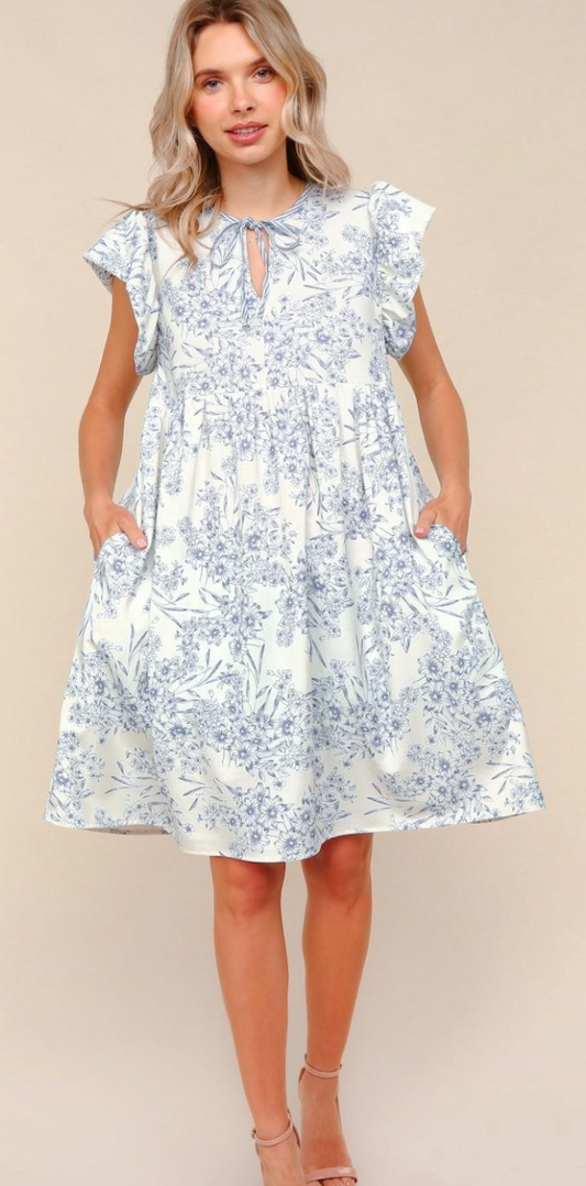 Folded Ruffle Short Sleeve Babydoll Dress