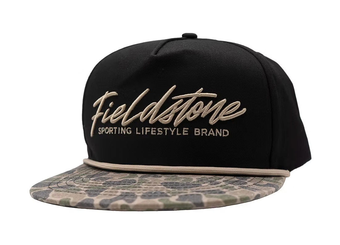 Black W/ Camo Bill Script Logo Hat