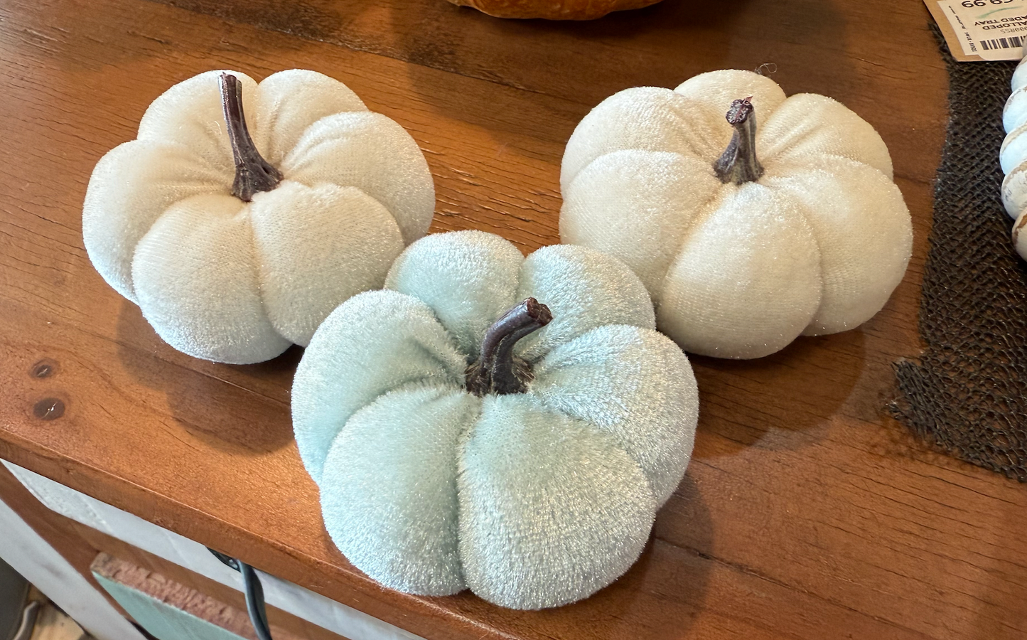 Fabric Pumpkins-Blue White Mix
