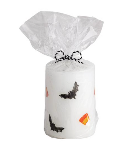 White Halloween Pillar Candle