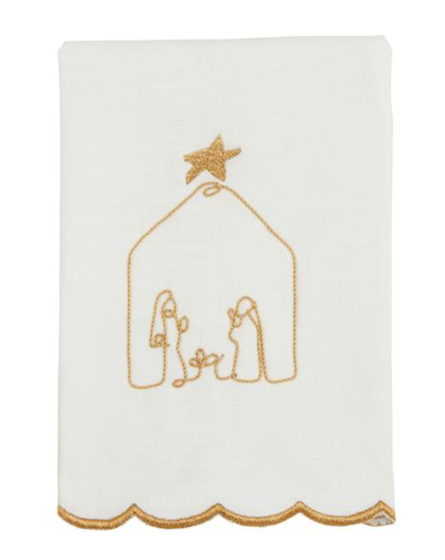 Nativity Gold Scallop Towel