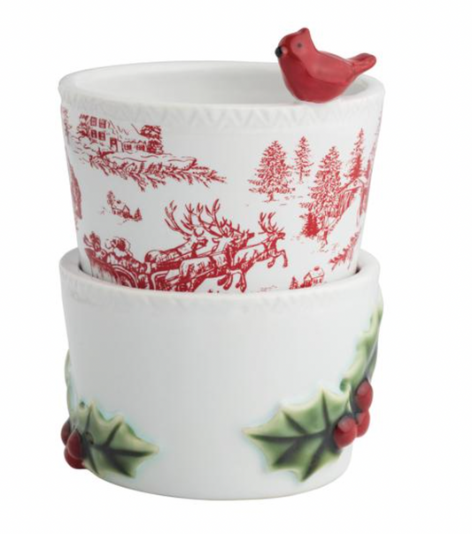 Cardinal And Holly Tidbit Bowl Set