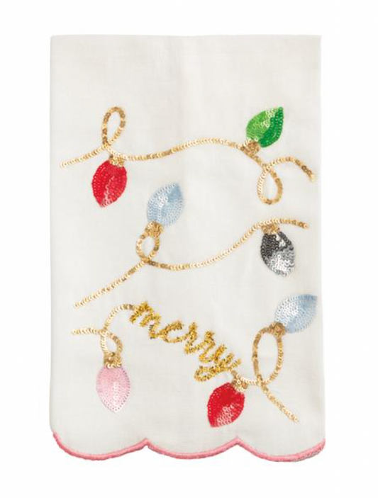 Christmas Lights Sequin Towel