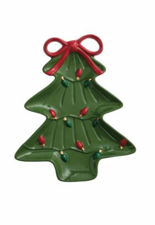Bow Tree w/Lights Platter