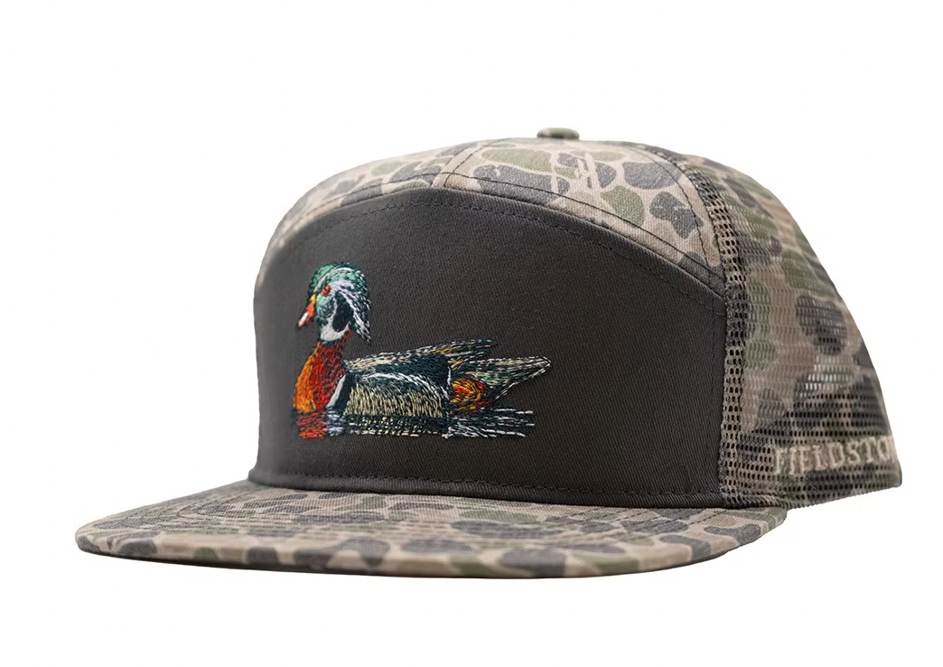 Youth 7 Panel Backwoods Camo Wood Duck Hat
