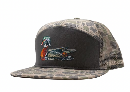 Youth 7 Panel Backwoods Camo Wood Duck Hat