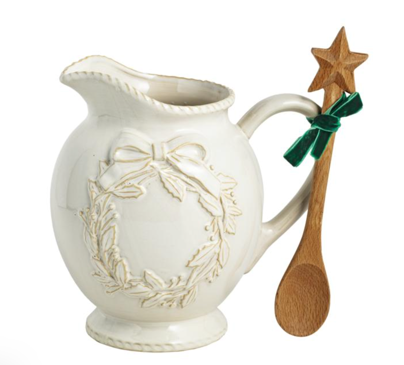 White Christmas Wreath Pitcher