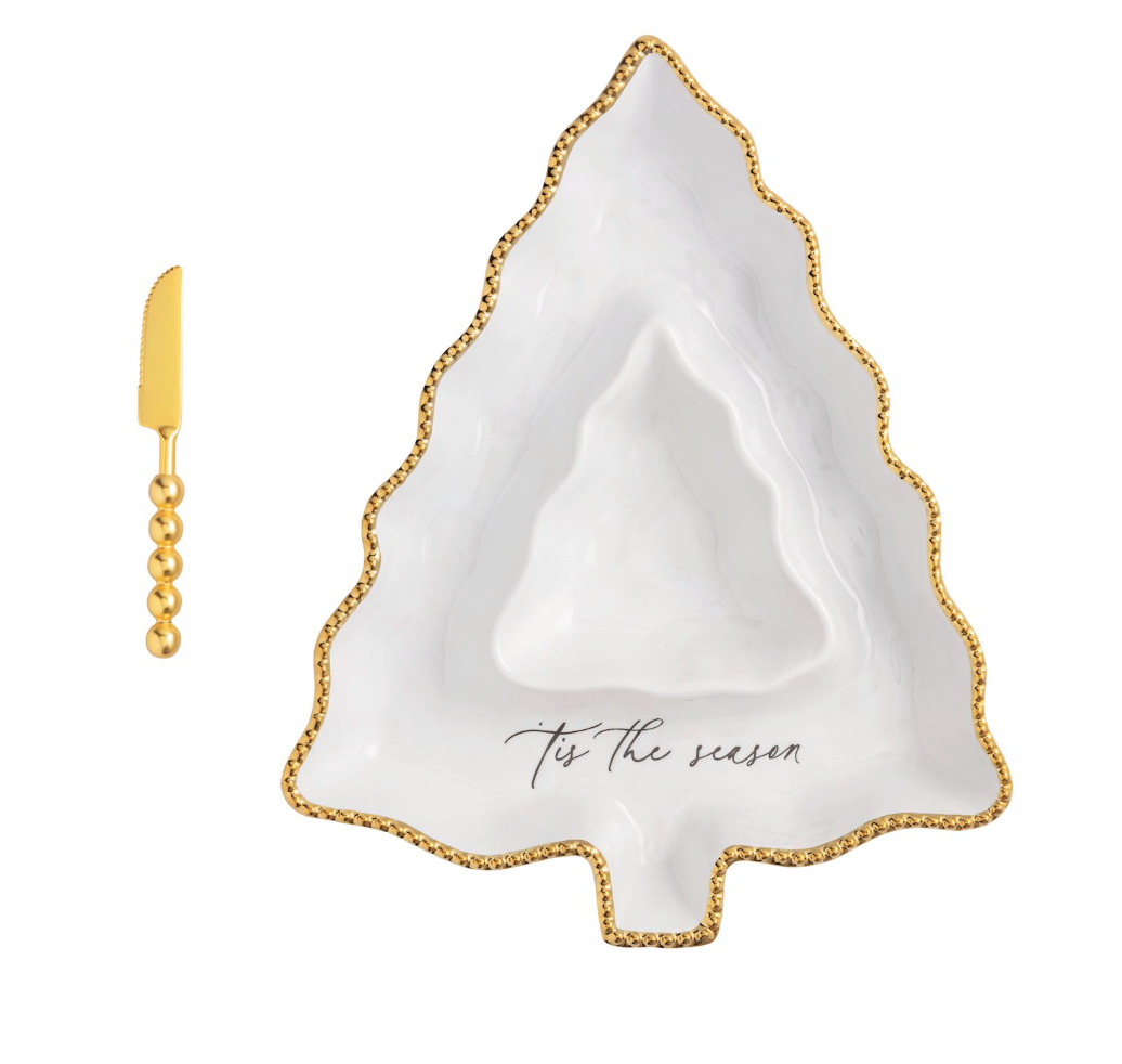 Gold Edge Tree Chip & Dip Set