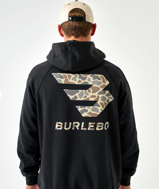 Fleece Hoodie-Camo Signature Logo-Heather Black