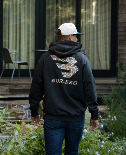 Fleece Hoodie-Camo Signature Logo-Heather Black