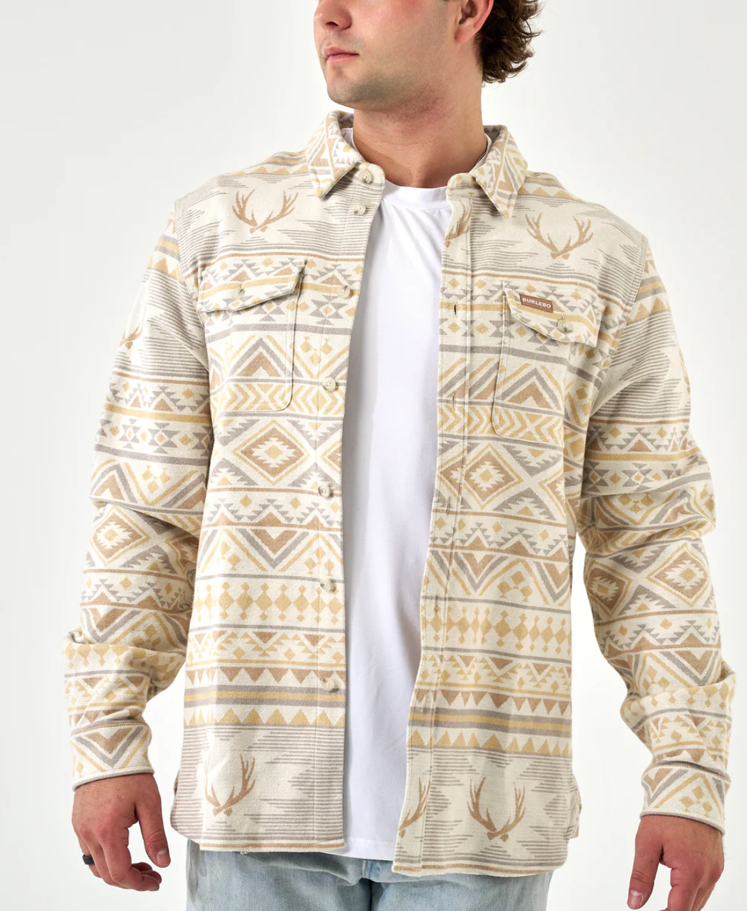 Vintage Heavyweight Flannel - Whitetail Aztec - Cream