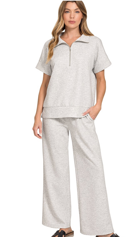 Scuba High Neck Half Zip Top & Pants Set