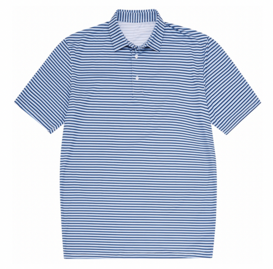 YTH Navy/Light Blue/White Stripe Polo