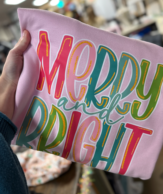 Merry Bright Pink Gildan Sweatshirt